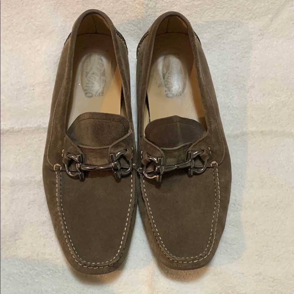 Salvatore Ferragamo Brown Suede Loafers